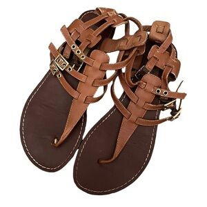 Steve Madden Brown Leather Saahara Gigi Strappy Sandals 7.5